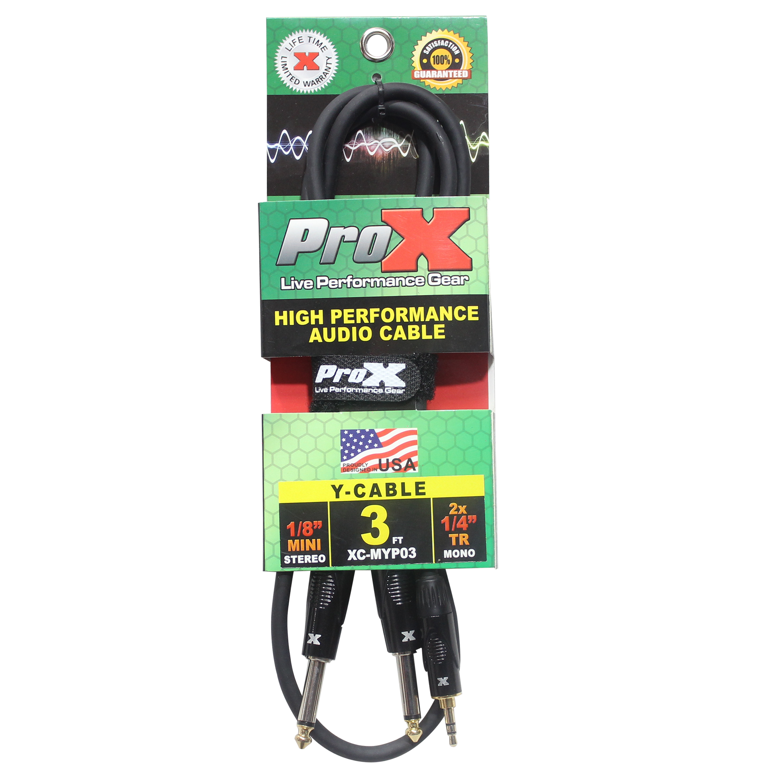 ProX XC-MYP03 3 Ft. - 10 Ft. Unbalanced 35mm Mini TRS to Dual TS M High Performance Audio Y Cable - view 2