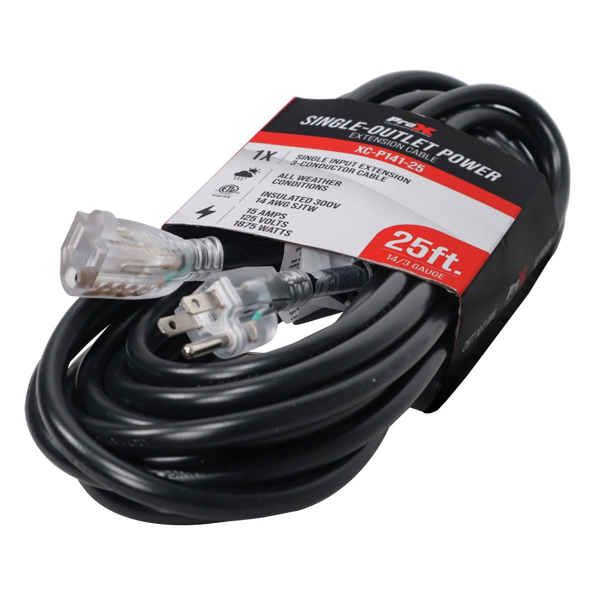 ProX XC-P141-25 25 Ft 110VAC Female 18AMP Power Cord 14AWG Extension Cable Power Cord - view 2