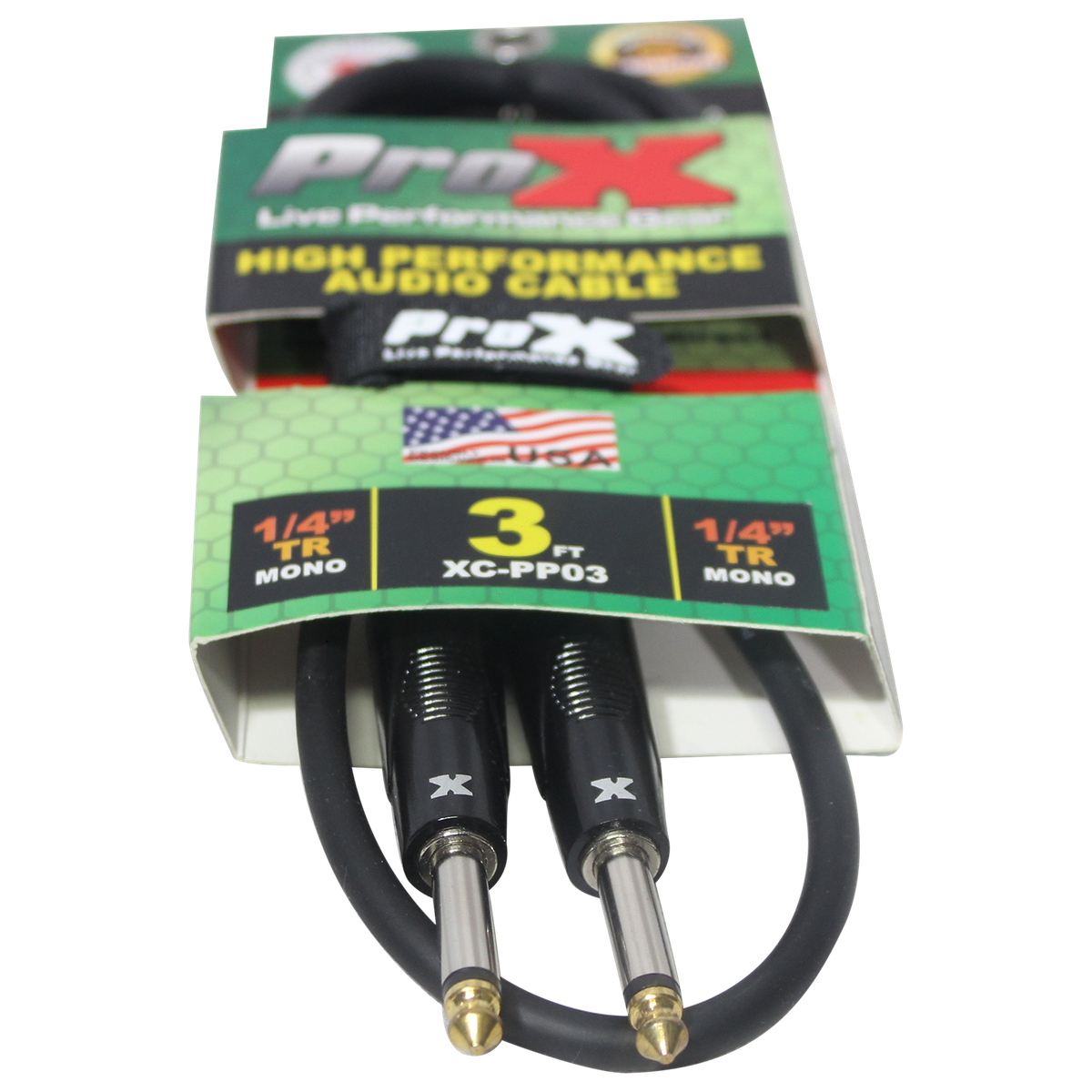 ProX XC-PP03 3' Ft. Unbalanced 1/4" TS-M to 1/4" TS-M High Performance Pro Audio Instrument Guitar Cable - view 2