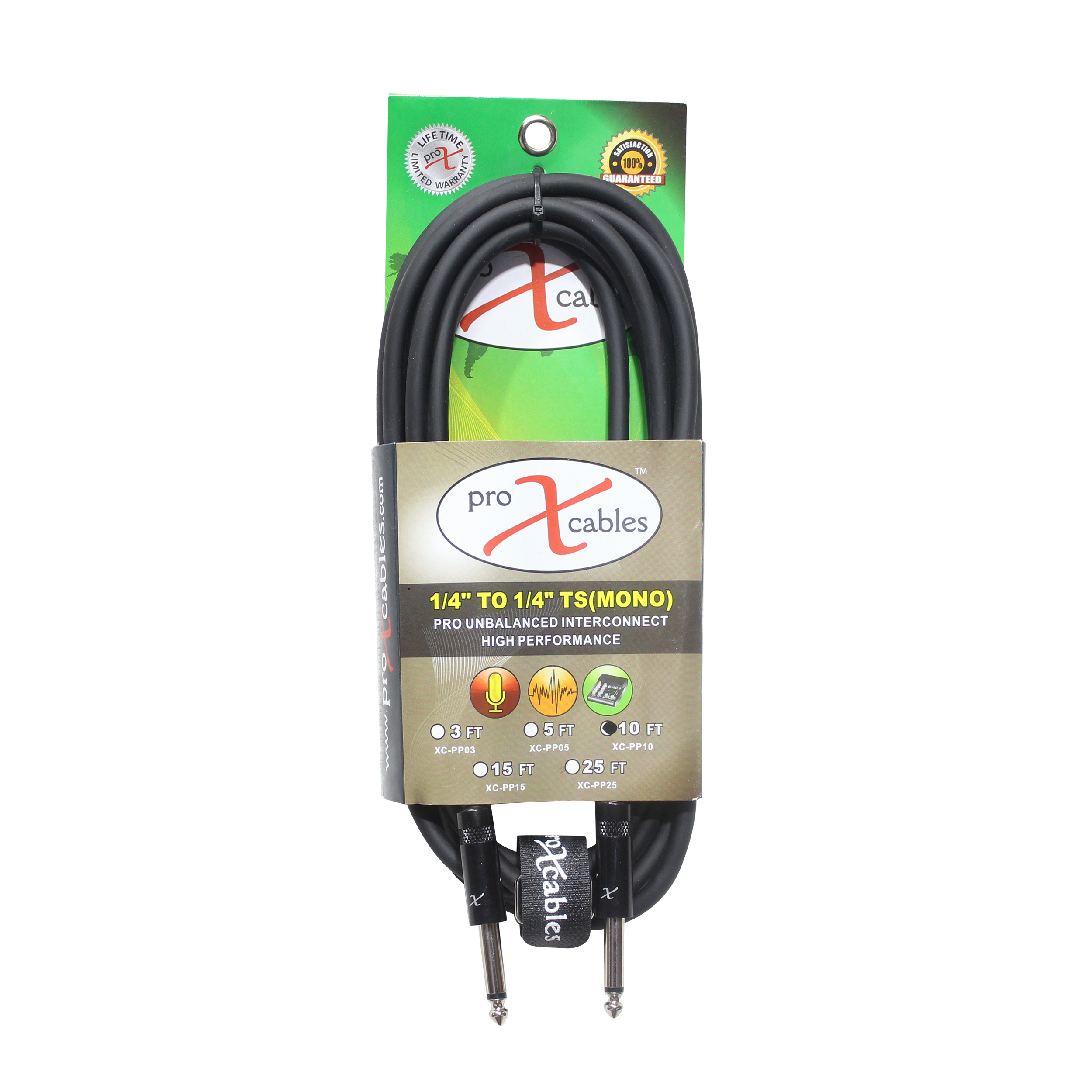 ProX XC-PP10 10 Ft. Unbalanced 1/4" TS M to 1/4" TS M High Performance Pro Audio Instrument Guitar Cable - view 2