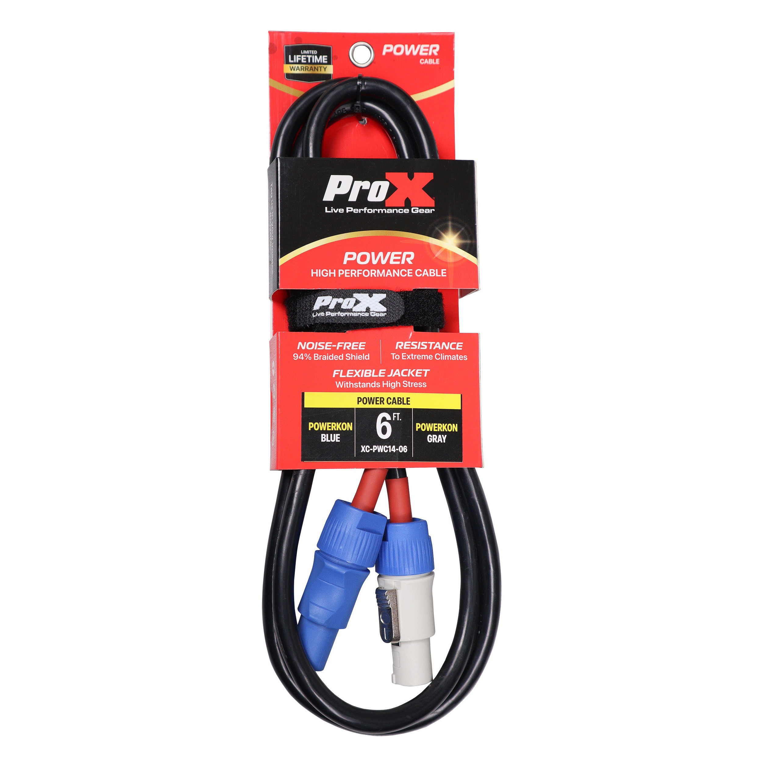 ProX XC-PWC14-06 6 Ft. 14 AWG High Performance Link Grey Male to Blue Male for Power Connection compatible devices - view 2