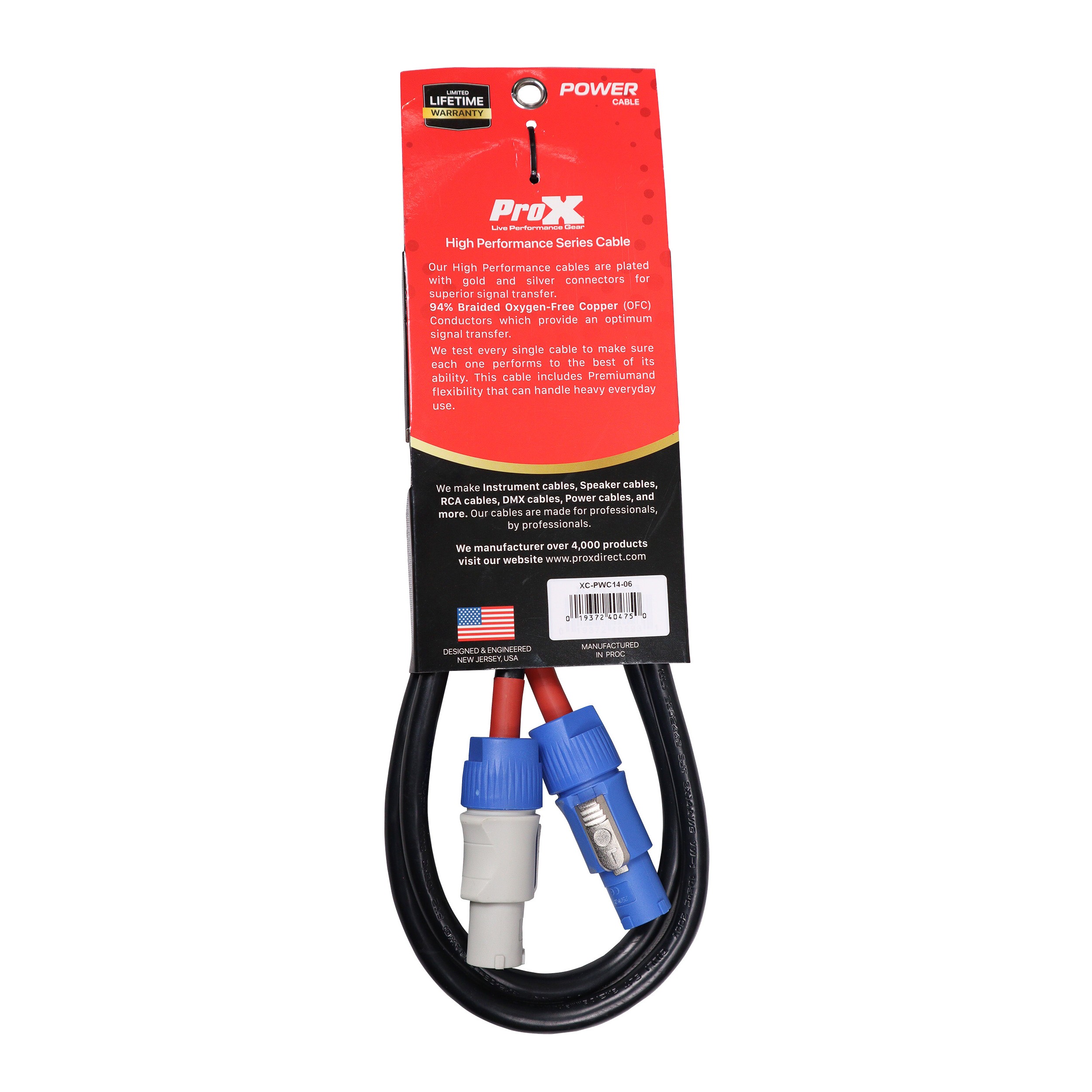 ProX XC-PWC14-06 6 Ft. 14 AWG High Performance Link Grey Male to Blue Male for Power Connection compatible devices - view 3