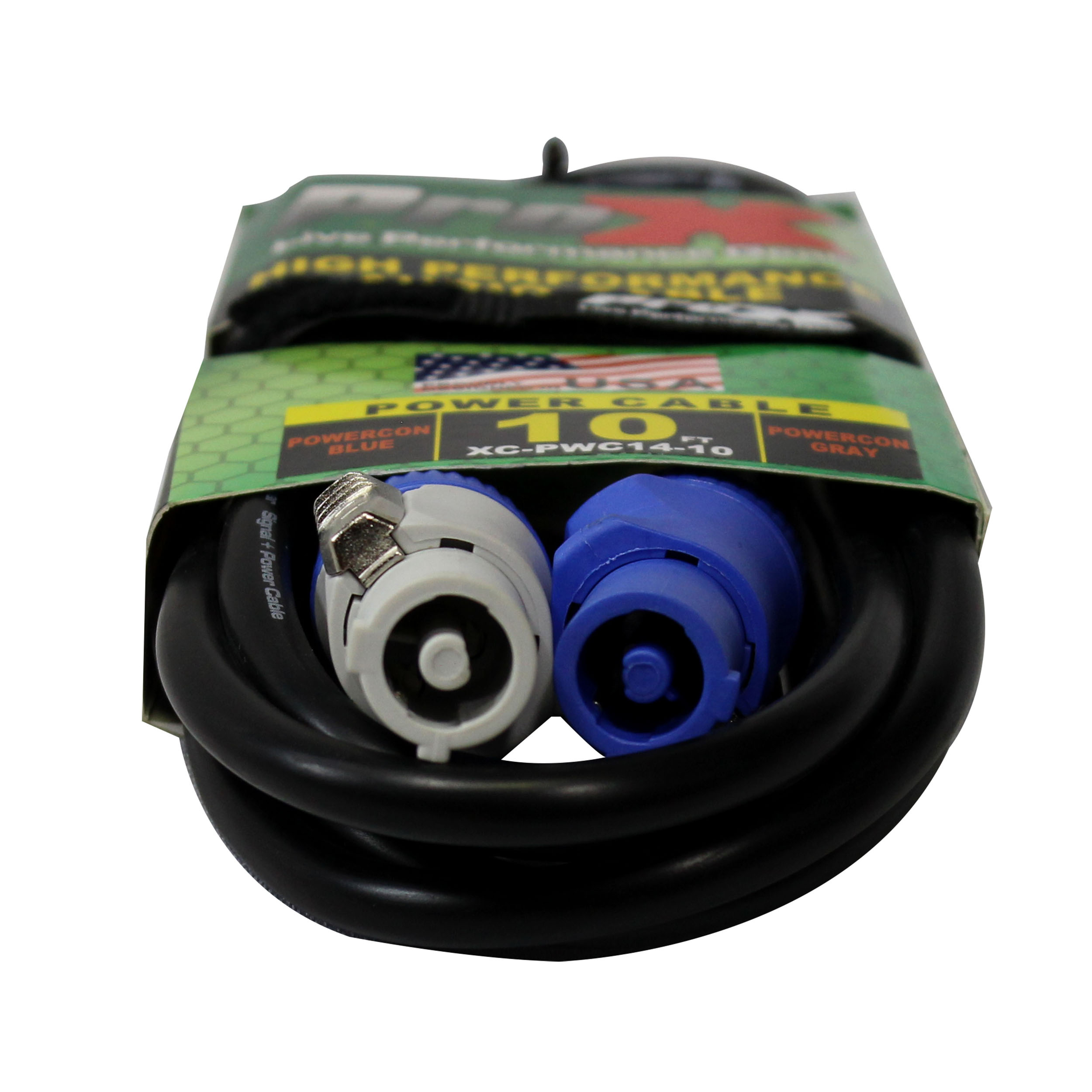 ProX XC-PWC14-10 10 Ft. 14 AWG High Performance Power Connection Link Grey Male to Blue Male for Power Connection compatible devices - view 2