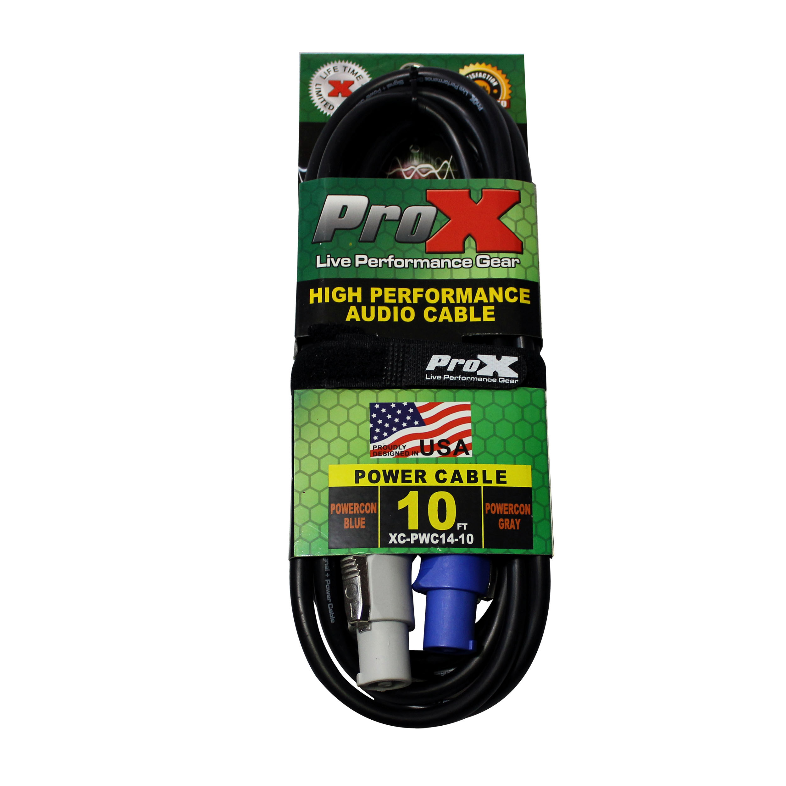 ProX XC-PWC14-10 10 Ft. 14 AWG High Performance Power Connection Link Grey Male to Blue Male for Power Connection compatible devices - view 3