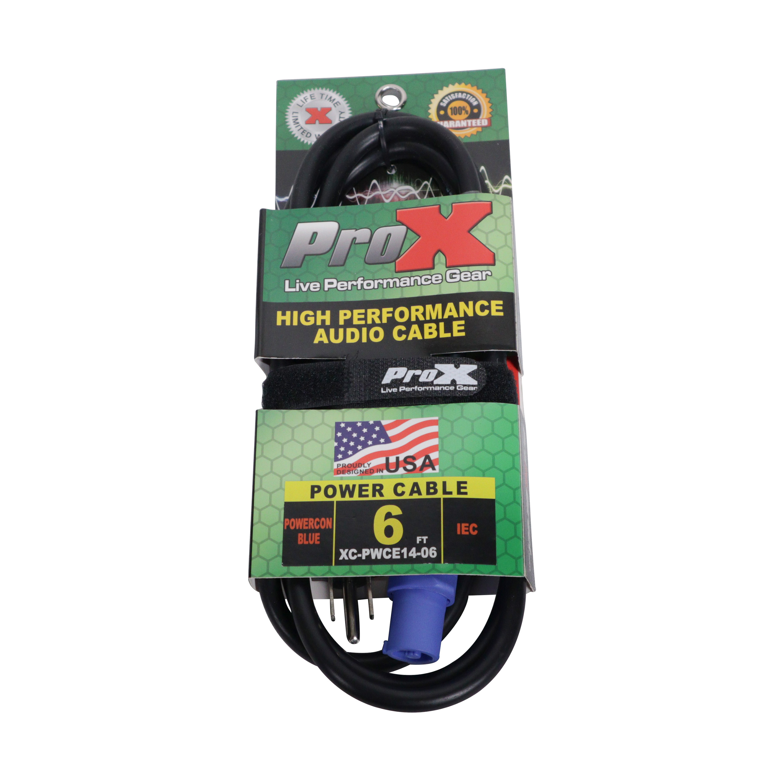ProX XC-PWCE14-06 6 Ft. - 10 Ft. 14 AWG High Performance Power Cord NEMA 5 15 Edison to Blue Male for Power Connection compatible devices - view 2