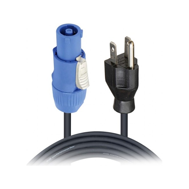ProX XC-PWCE14-25 25 ft Edison to Blue powerCON Male Power Cable