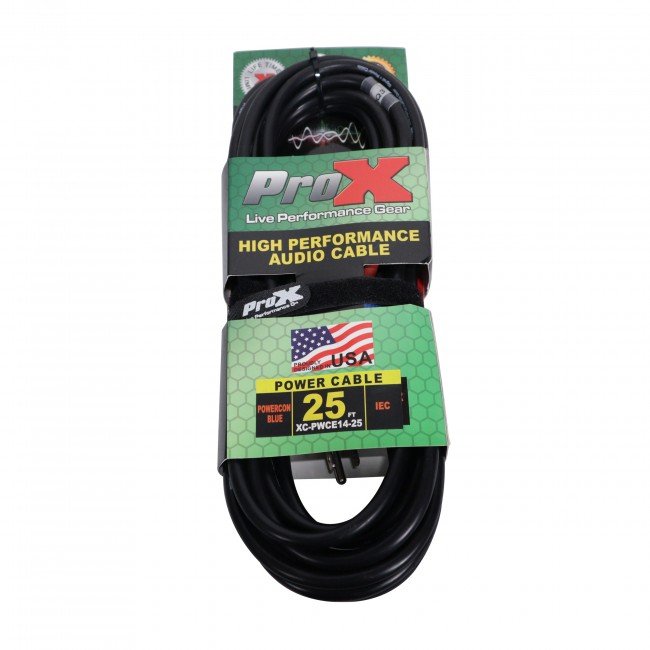 ProX XC-PWCE14-25 25 Ft. 14 AWG High Performance Power Cord NEMA 5-15 Edison to Blue Male Power Connection compatible devices - view 2