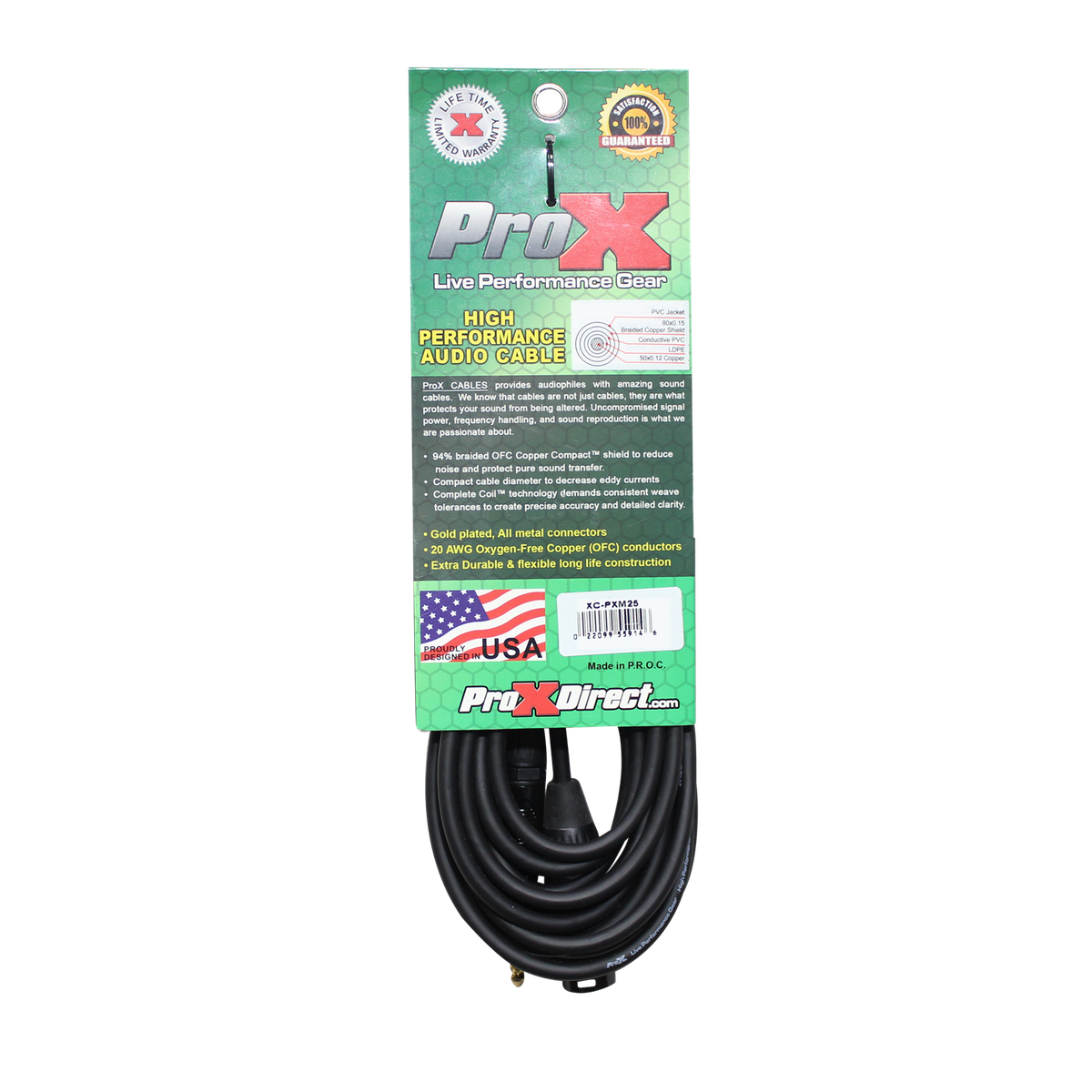 ProX XC-PXM25 25 Ft. Unbalanced 1/4" TS to XLR3-M High Performance Audio Cable - view 3