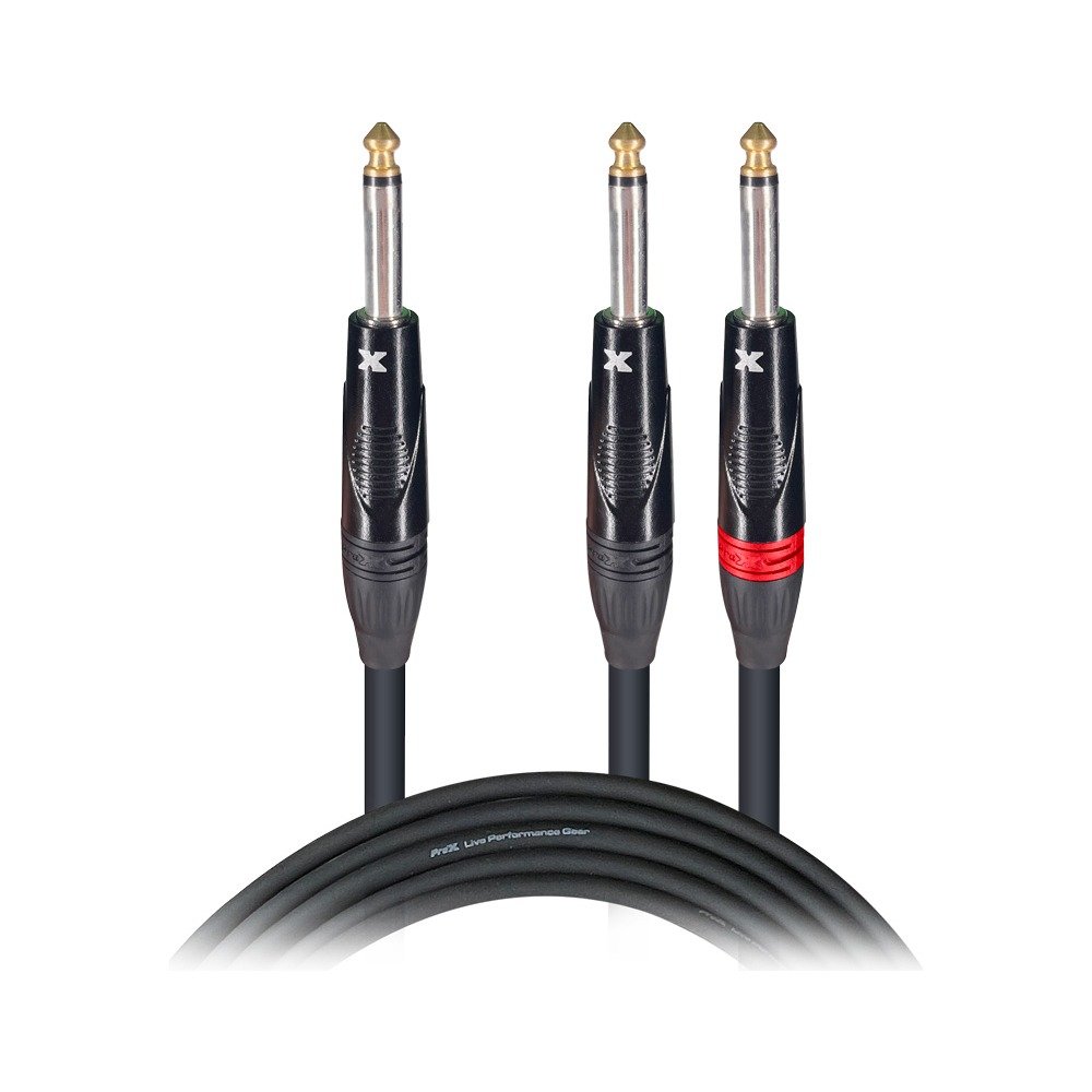 PRO X XC-PYP03 3 Ft. 1/4" TS-M to Dual 1/4" TS-M High Performance Audio Cable