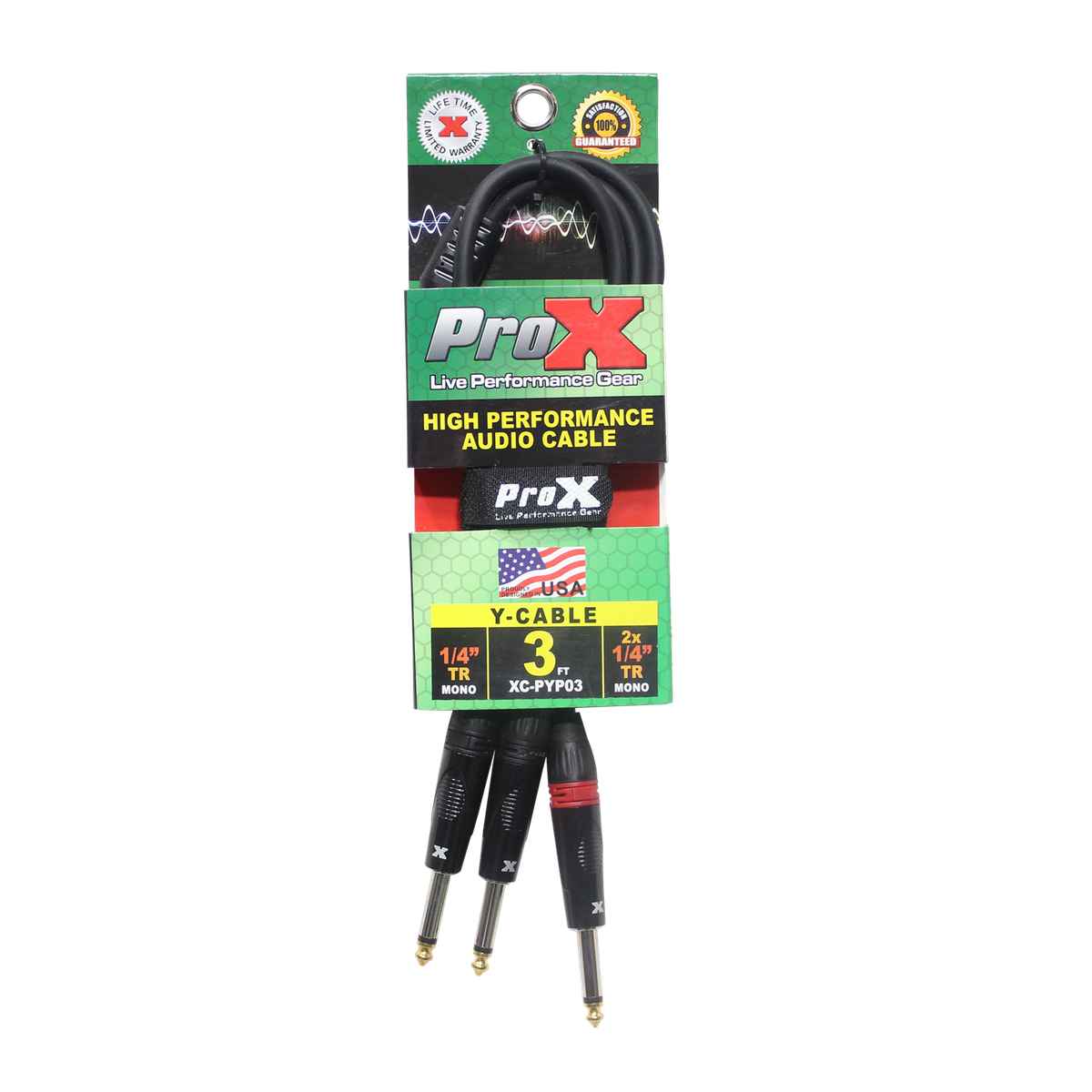 ProX XC-PYP03 3 Ft. 1/4" TS-M to Dual 1/4" TS-M High Performance Audio Cable - view 2