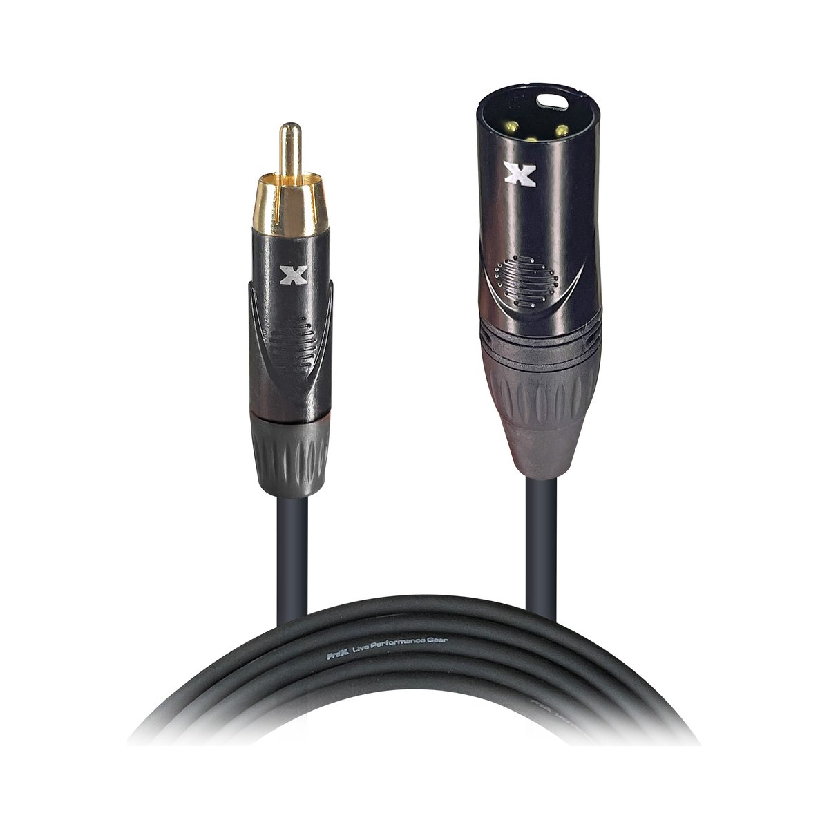 PRO X XC-RXM10 10' Ft. High Performance XLR Male to RCA Male Unbalanced Audio Cable