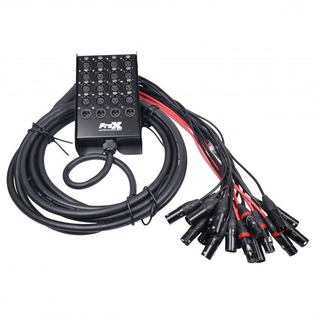 PRO X 25 Ft - 100 Ft XLR Stage Recording Extension Box Snake 16 XLR-F Send Inputs 4 XLR-M Effects Return