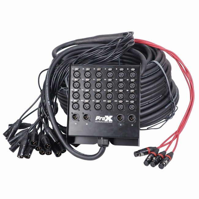 PRO X XC-SB244XLR150 150 Ft. XLR Stage Recording Extension Box Snake 24 XLR-F Send Inputs 4 XLR-M Effects Return