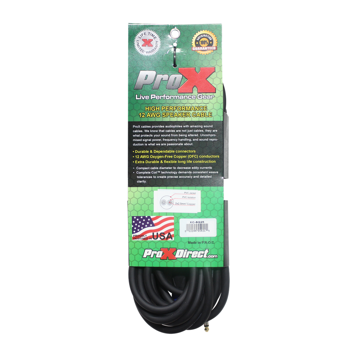 ProX XC-SQ25 25 Ft. 12 AWG Speak Twist to 1/4" TS High Performance Speaker Cable - view 3