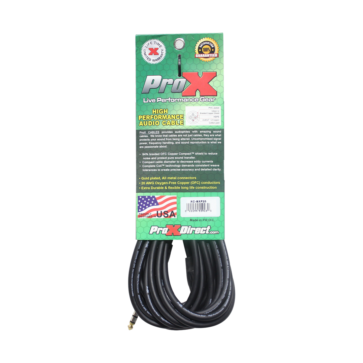 ProX XC-SXF25 25 Ft. Balanced 1/4" TRS to XLR3-F High Performance Audio Cable - view 3