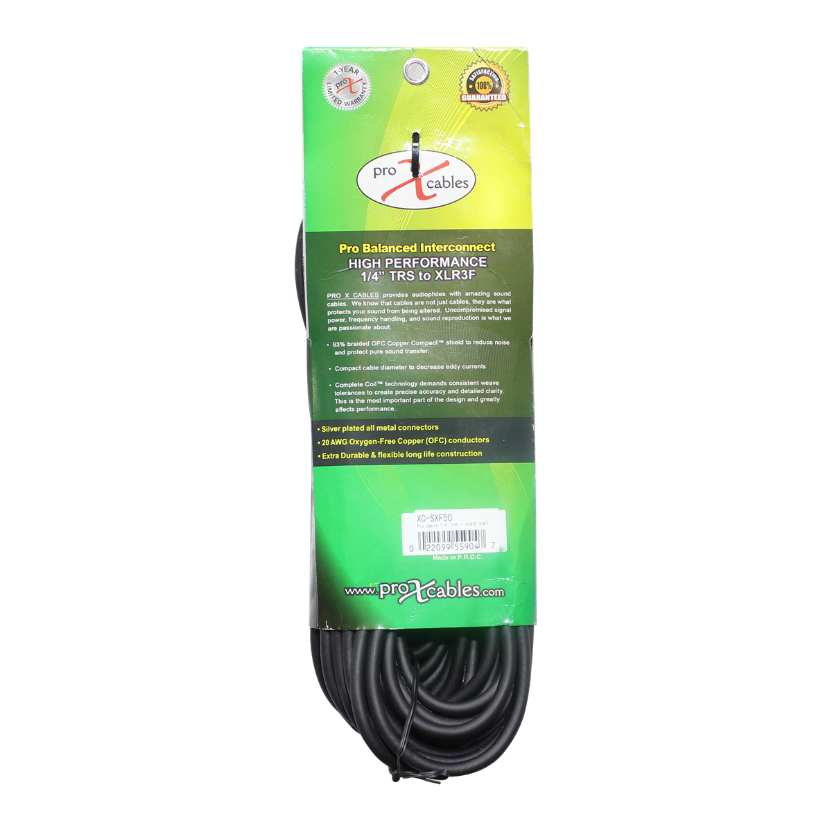 ProX XC-SXF50 50 Ft. Balanced 1/4" TRS-M to XLR3-F High Performance Audio Cable - view 3