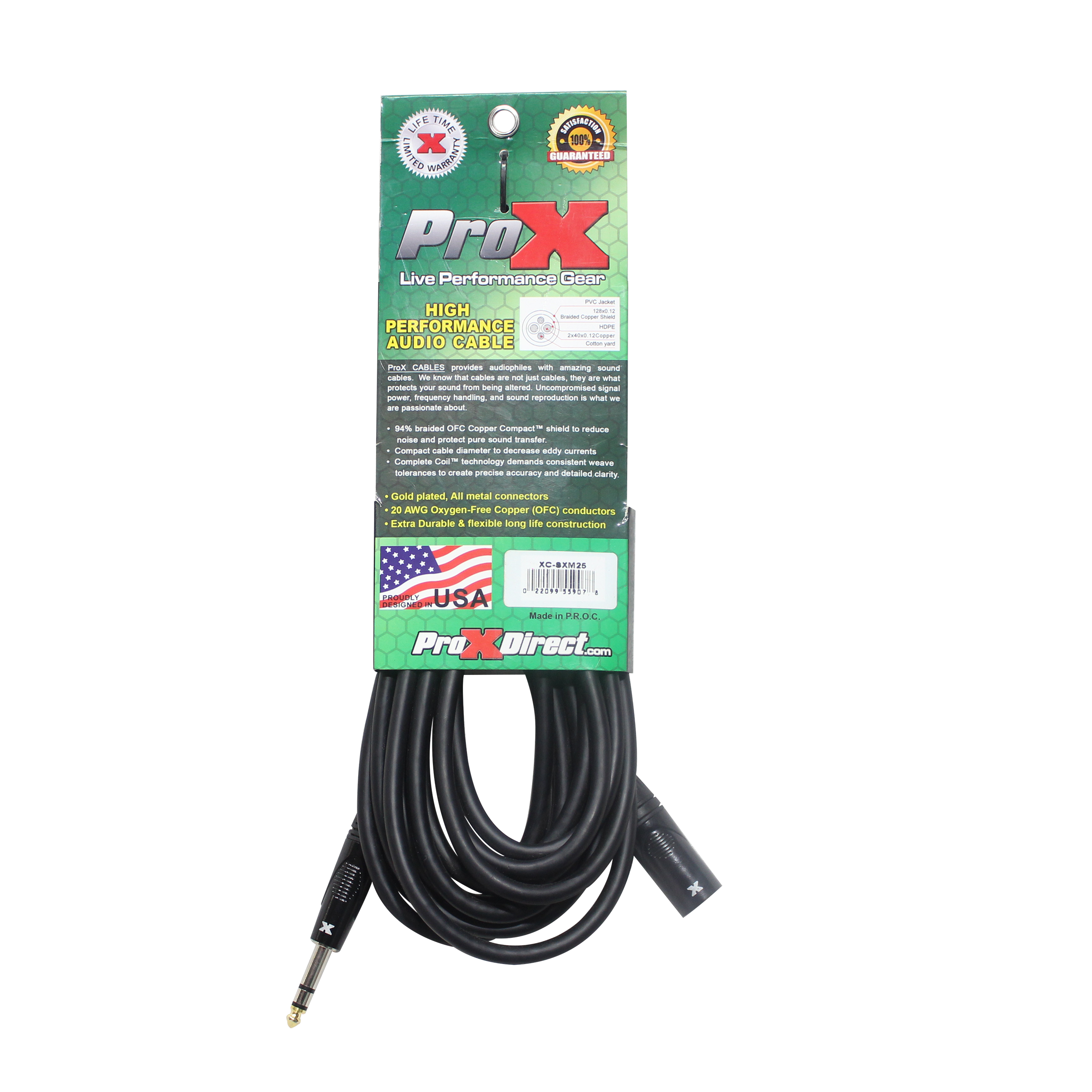 ProX XC-SXM25 25 Ft. Balanced XLR M to 1/4" TRS M High Performance Audio Cable - view 4