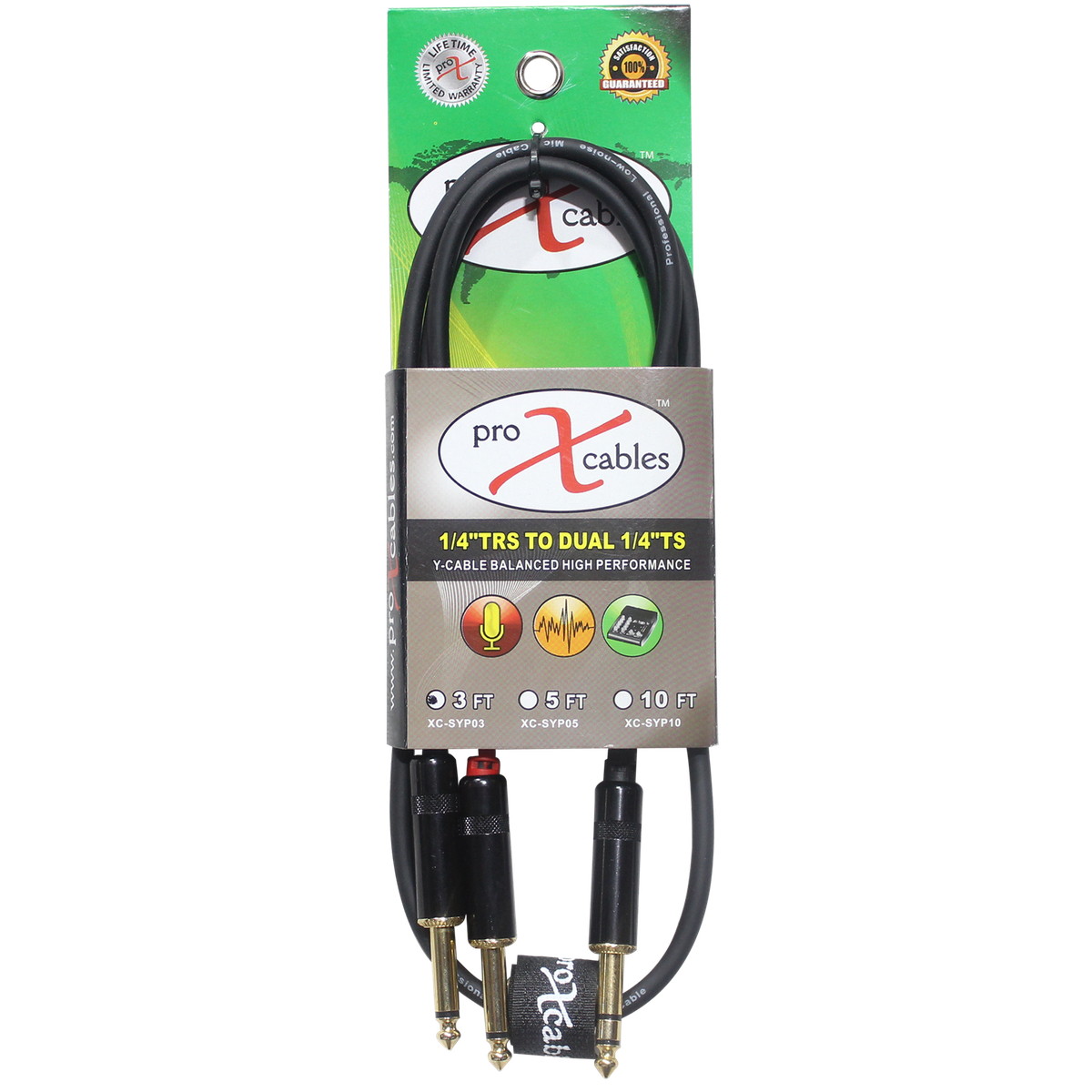 ProX XC-SYP03 3 Ft. Unbalanced TRS-M Stereo to Dual TS-M High Performance Audio Y Cable - view 2