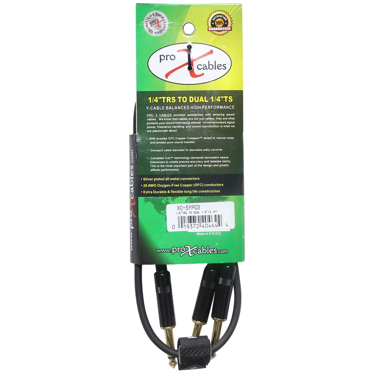 ProX XC-SYP03 3 Ft. Unbalanced TRS-M Stereo to Dual TS-M High Performance Audio Y Cable - view 3