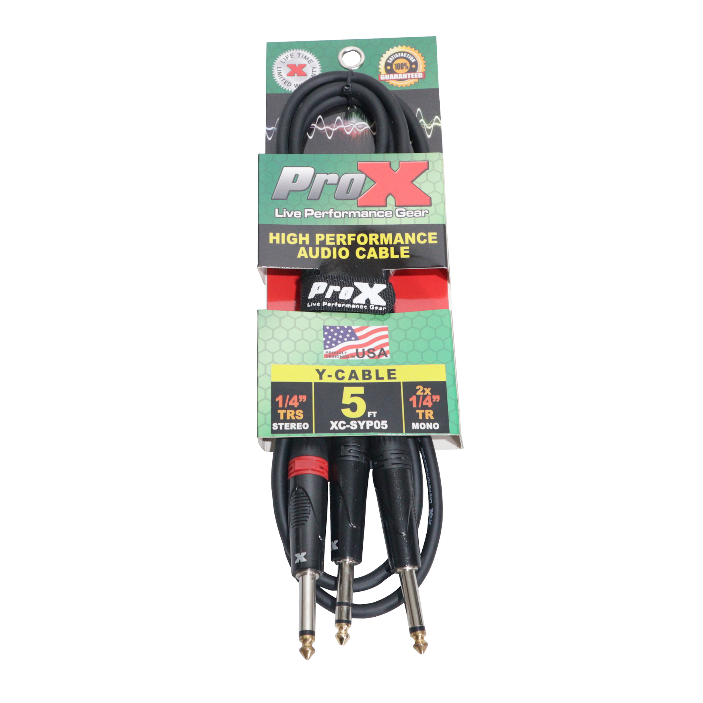 ProX XC-SYP05 5 Ft. Unbalanced TRS M Stereo to Dual TS M High Performance Audio Y Cable - view 2
