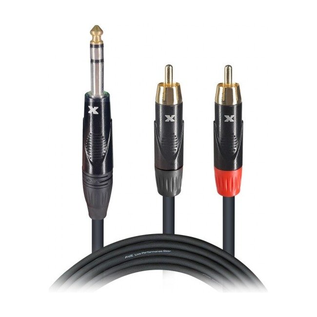 PRO X XC-SYR03 3 Ft. - 5 Ft. Unbalanced 1/4" TRS M to Dual RCA M High Performance Audio Cable
