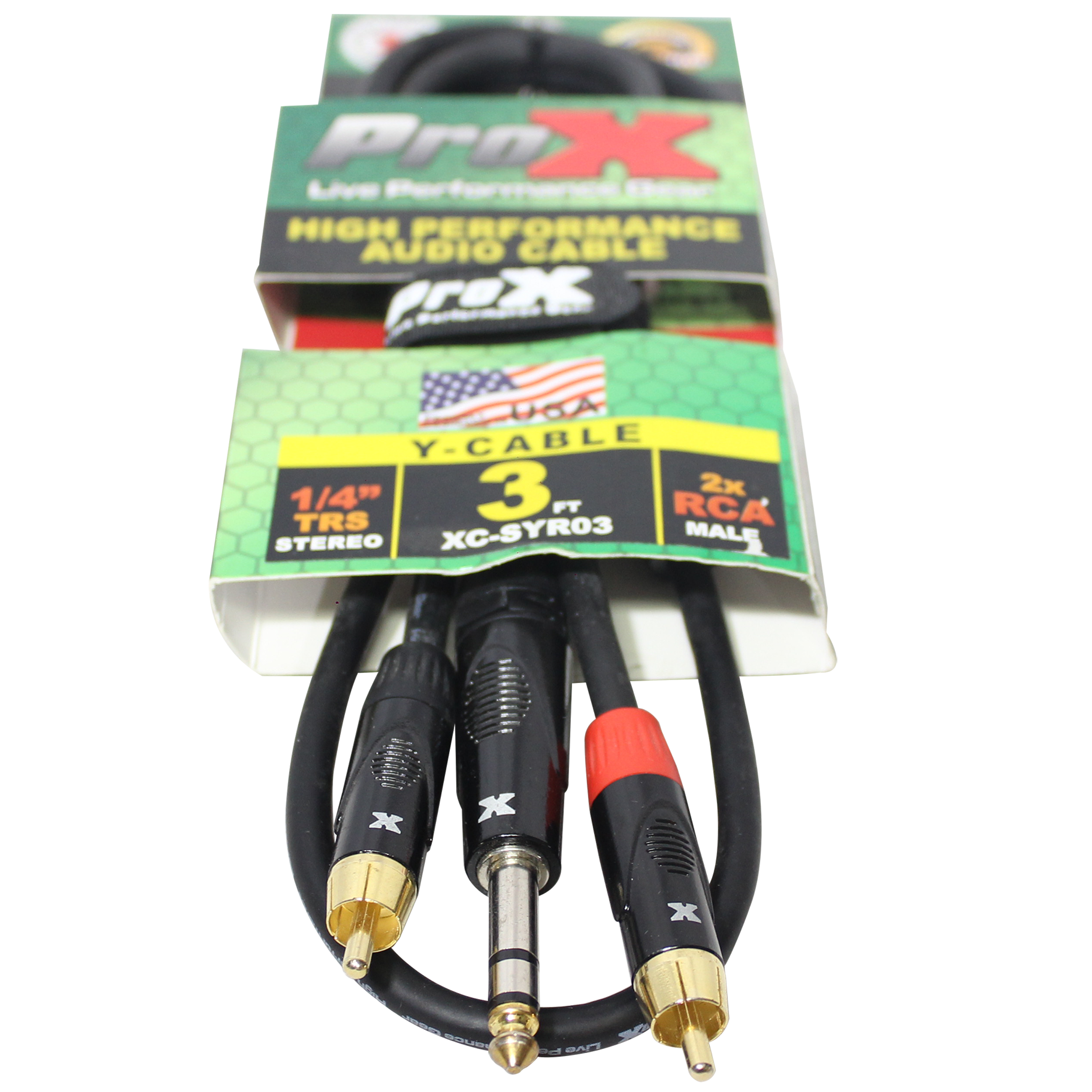 ProX XC-SYR03 3 Ft. - 5 Ft. Unbalanced 1/4" TRS M to Dual RCA M High Performance Audio Cable - view 2