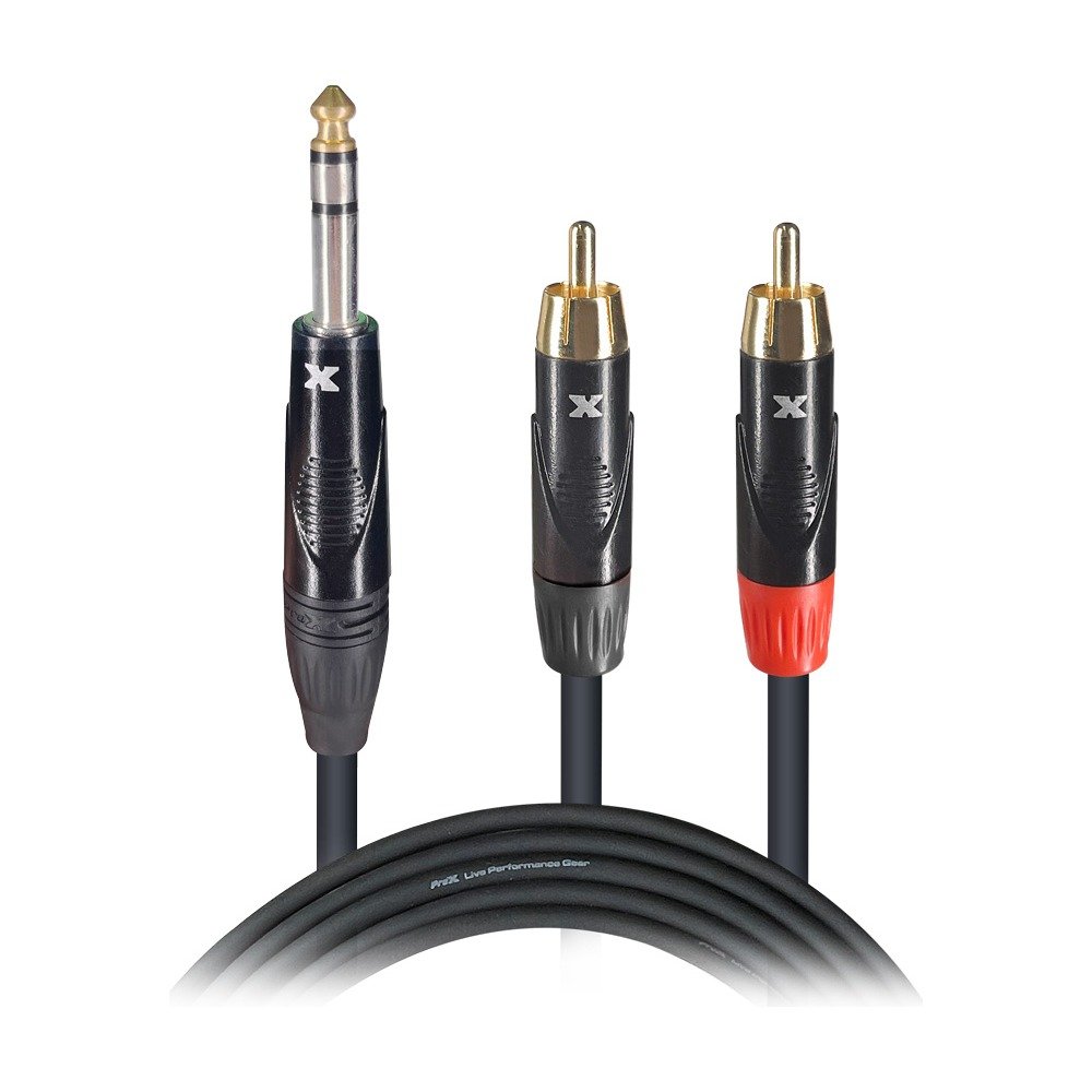 ProX XC-SYR10 10 Ft. Unbalanced 1/4" TRS-M to Dual RCA-M High Performance Audio Cable product image