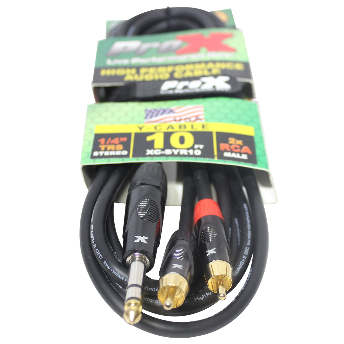ProX XC-SYR10 10 Ft. Unbalanced 1/4" TRS-M to Dual RCA-M High Performance Audio Cable - view 2