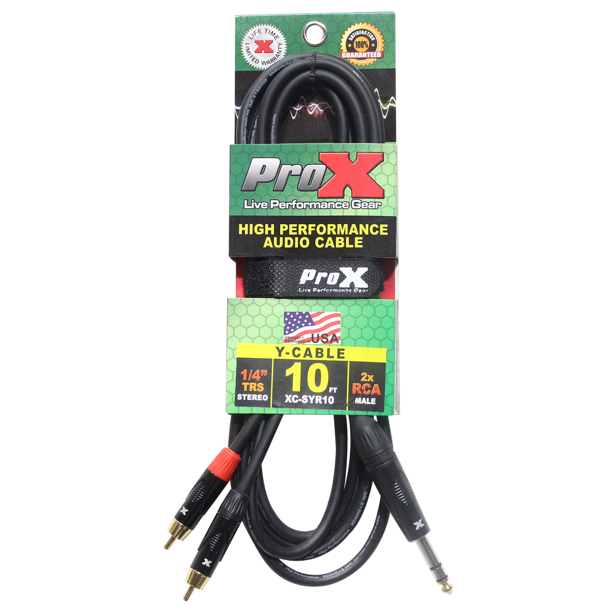 ProX XC-SYR10 10 Ft. Unbalanced 1/4" TRS-M to Dual RCA-M High Performance Audio Cable - view 3