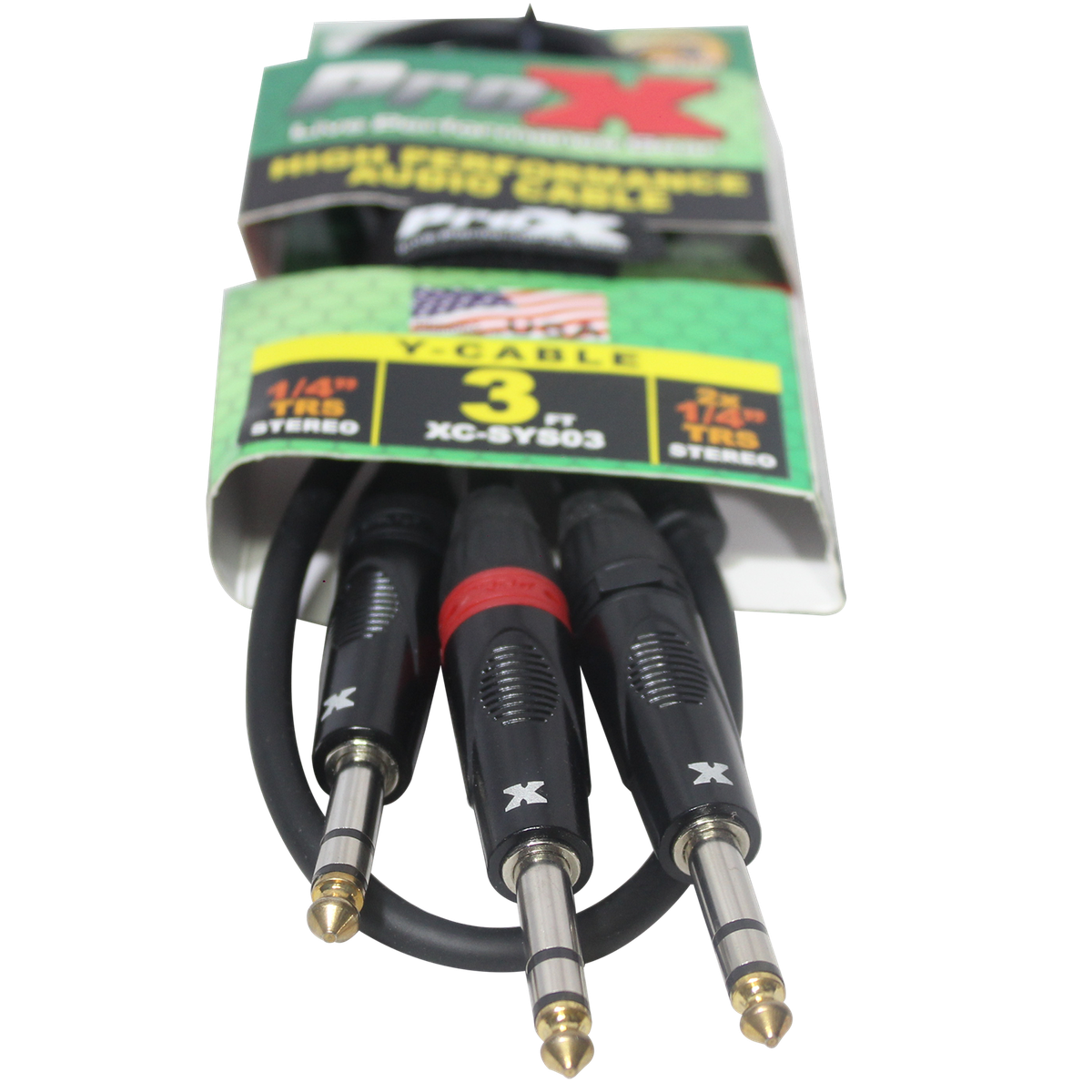 ProX XC-SYS03 3 Ft. 1/4" TRS-M to Dual 1/4" TRS-M High Performance Audio Cable - view 2