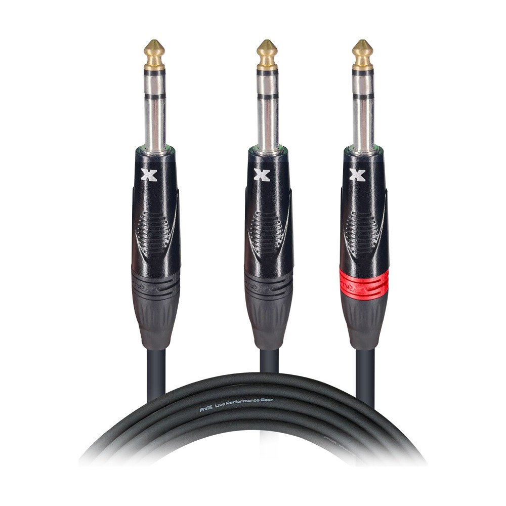 PRO X XC-SYS10 10 Ft. 1/4" TRS-M to Dual 1/4" TRS-M High Performance Audio Cable