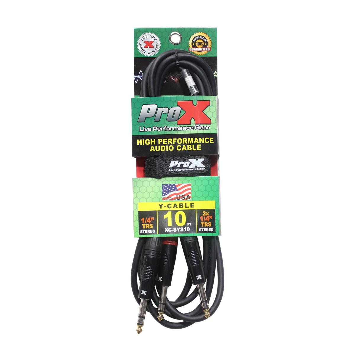 ProX XC-SYS10 10 Ft. 1/4" TRS-M to Dual 1/4" TRS-M High Performance Audio Cable - view 2