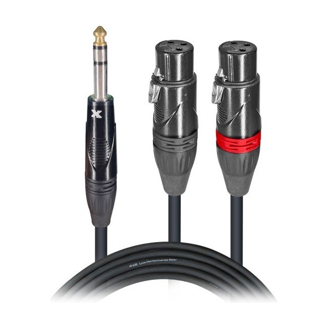 PRO X XC-SYXF10 10 Ft. High Performance Y Cable 1/4" TRS-M Stereo to Dual XLR-F