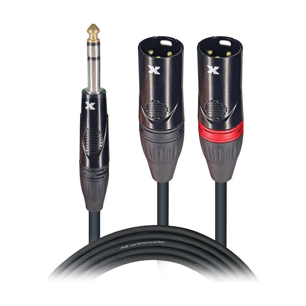 PRO X XC-SYXM03 3 Ft. 1/4" TRS-M Stereo to Dual XLR3-M High Performance Y Cable