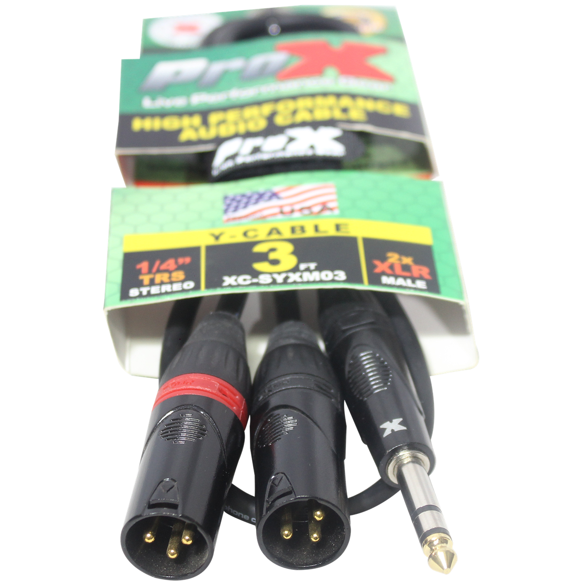 ProX XC-SYXM03 3 Ft. 1/4" TRS-M Stereo to Dual XLR3-M High Performance Y Cable - view 3