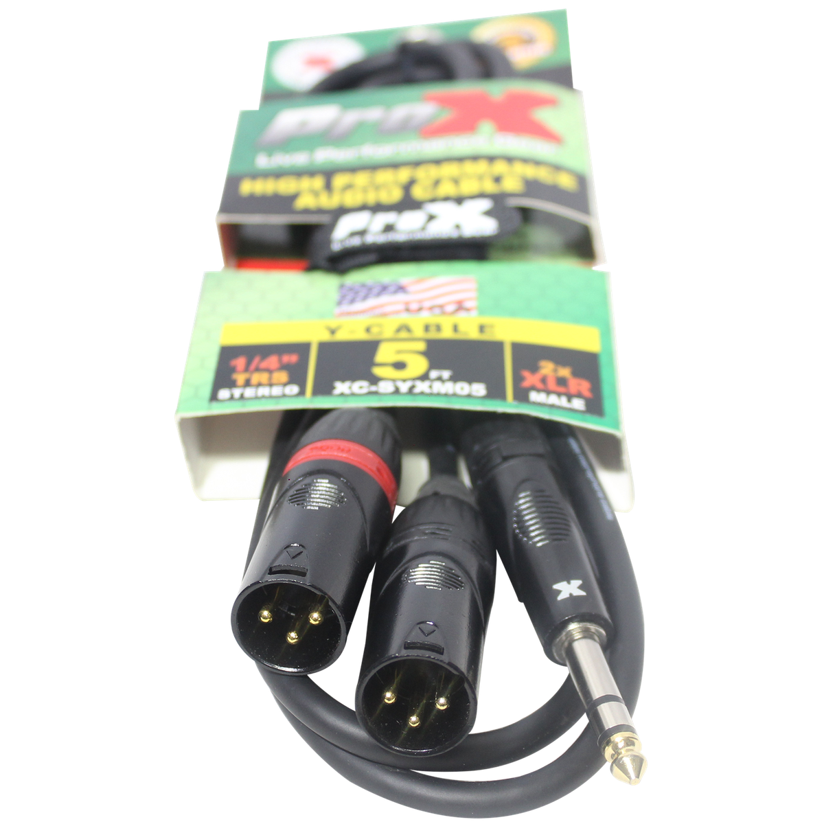 ProX XC-SYXM05 5 Ft. 1/4" TRS-M Stereo to Dual XLR3-M High Performance Y Cable - view 2