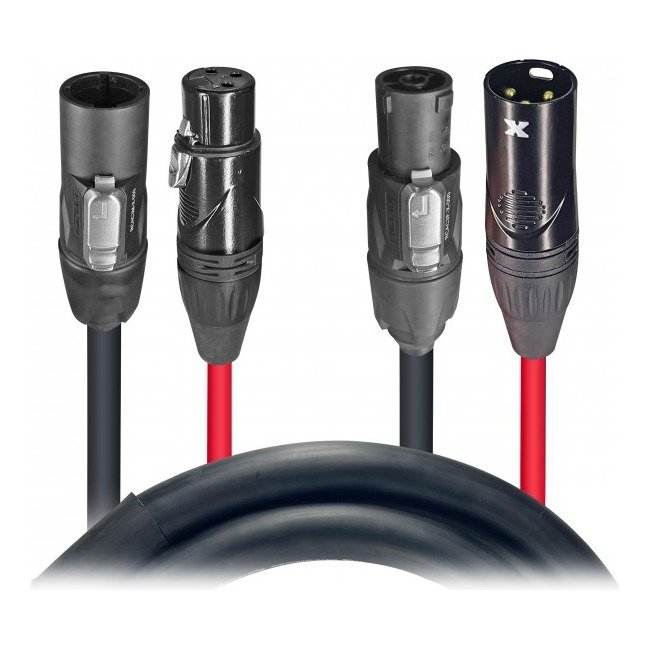 PRO X XC-TR112-XLR03 3' FT Dual Powerkon to XLR Dual Audio Combo Link Jumper Cable