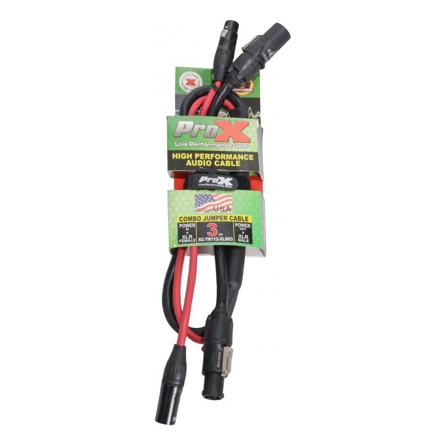 ProX XC-TR112-XLR03 3' FT Dual Powerkon to XLR Dual Audio Combo Link Jumper Cable - view 2