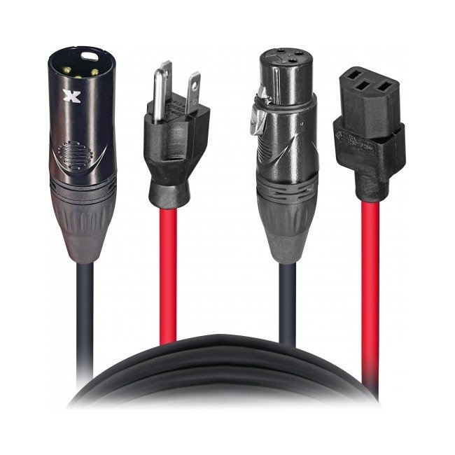 PRO X 25 Ft - 50 Ft XLR Audio + Edison to IEC Power Cable for PA DJ Speakers