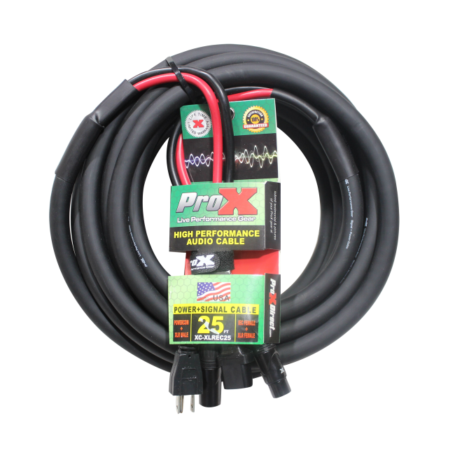 ProX 25 Ft - 50 Ft XLR Audio + Edison to IEC Power Cable for PA DJ Speakers - view 2