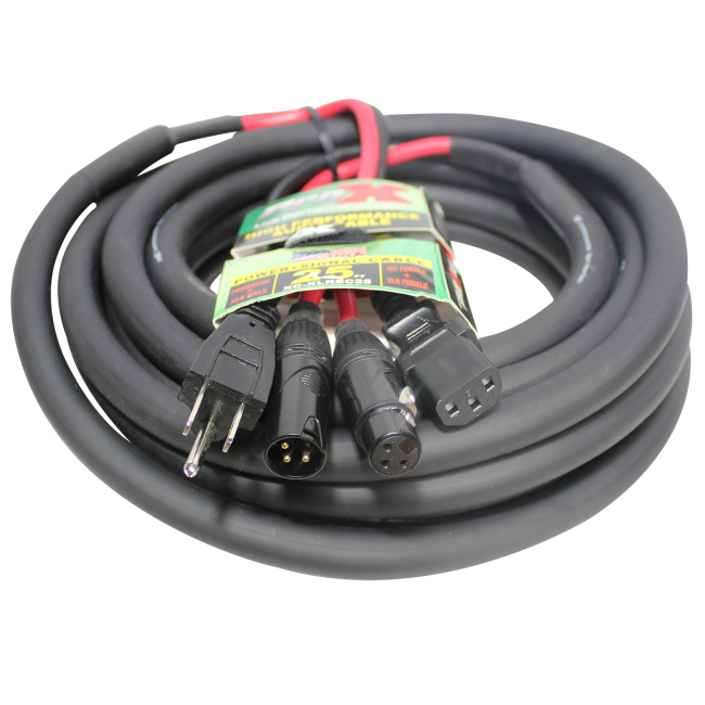 ProX 25 Ft - 50 Ft XLR Audio + Edison to IEC Power Cable for PA DJ Speakers - view 3