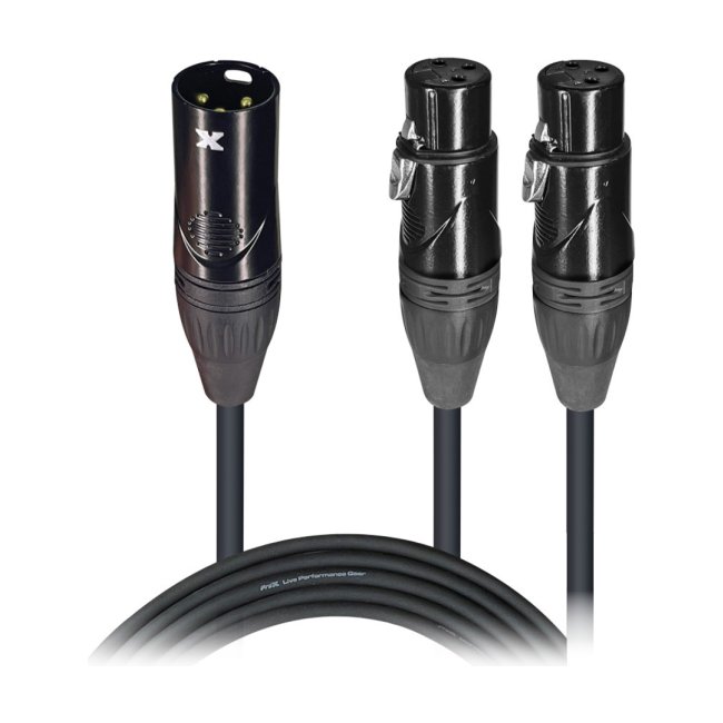 PRO X XC-YXM 6 In. Balanced XLR-M to Dual XLR-F High Performance Audio Y Cable