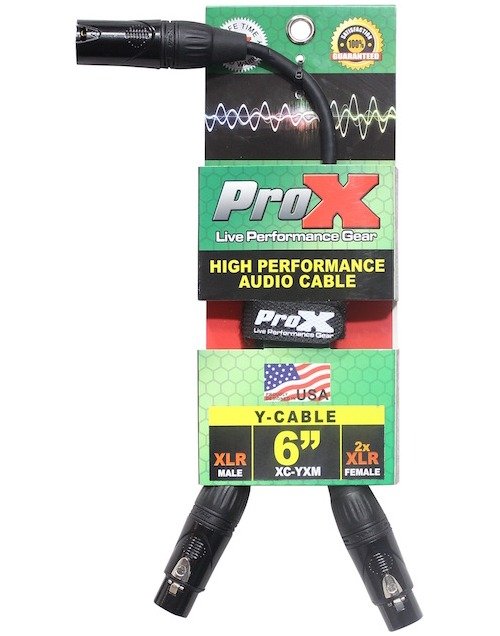 ProX XC-YXM 6 In. Balanced XLR-M to Dual XLR-F High Performance Audio Y Cable - view 3