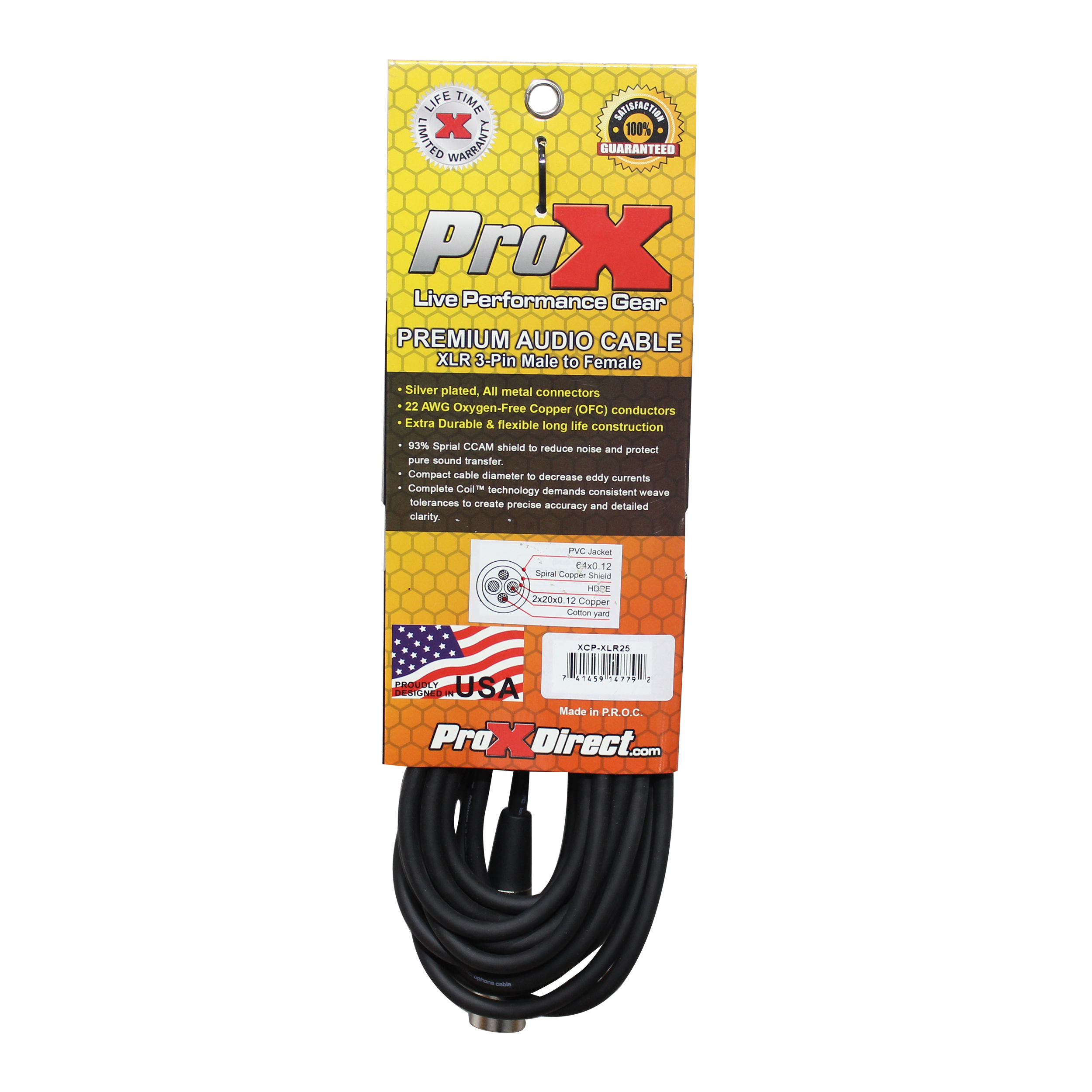 ProX XCP-XLR25 25 Ft. Balanced XLR F to XLR M Premium Audio Microphone Cable - view 3