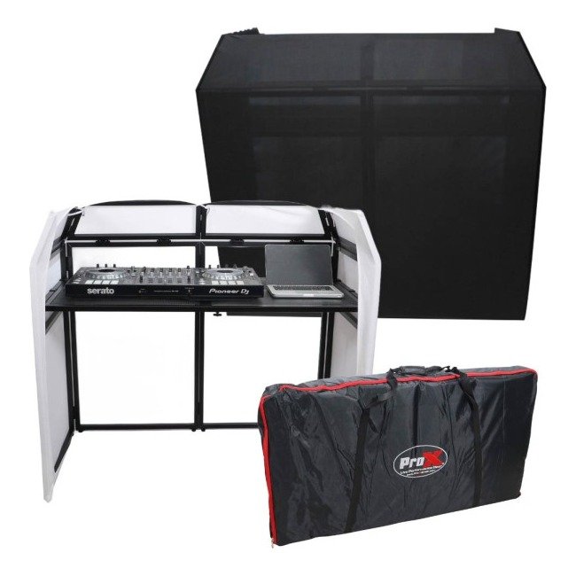 PRO X XF-MESAMK2 Mesa MK2 DJ Facade Table Station Includes White & Black Scrims and Padded Carry Bag