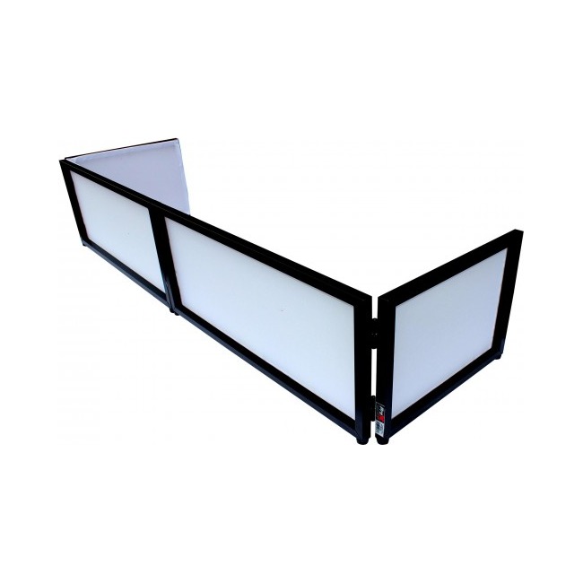 PRO X Black - White Black Frame 6 Ft foldable 4 Panel Tabletop DJ Facade Front Board booth with Black and White Scrims and poratble bag