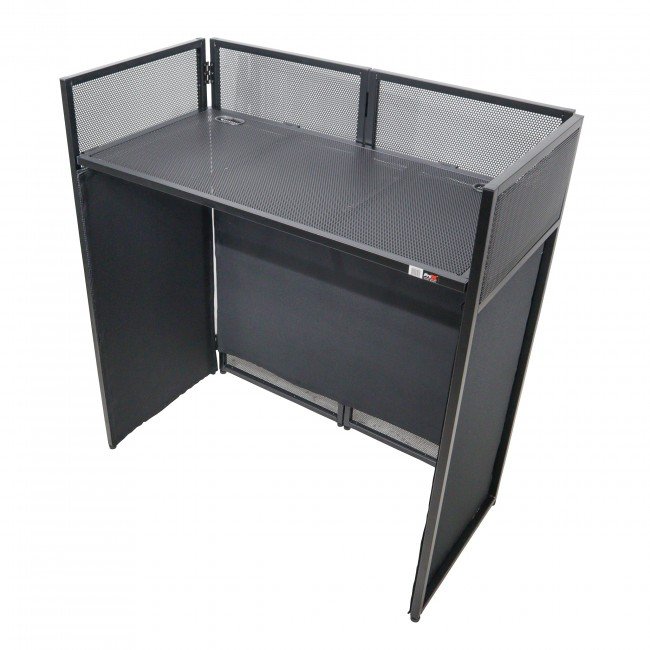 ProX XF-VISTABLMK2 VISTA DJ Booth Facade Table Station with White and Black Scrim kit and Padded Travel Bag | Black Hardware - view 3