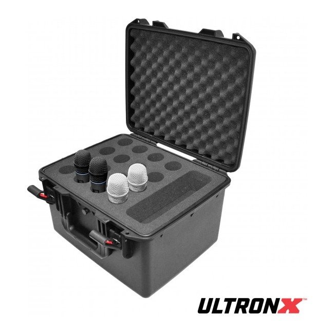 PRO X XM-1216MIC UltronX Plastic Water Tight Molded Travel Case Stores up to (16) Wireless and Wired Microphones