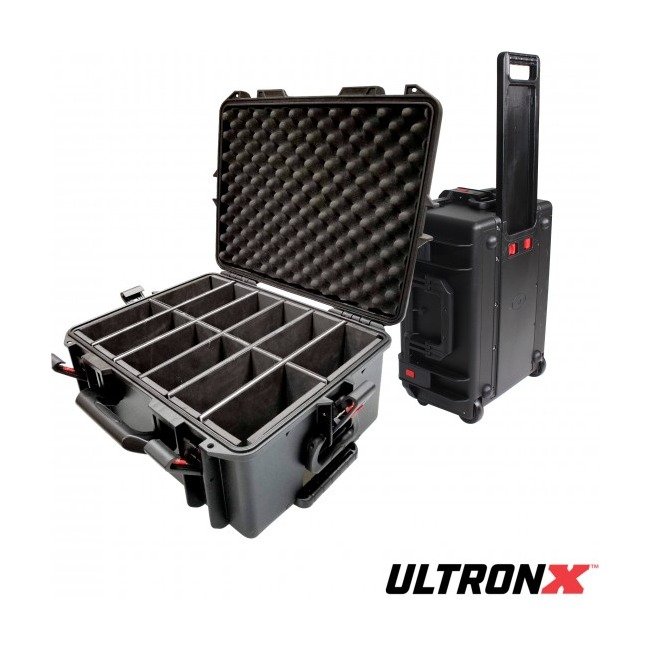 PRO X XM-MAXI12 UltronX Watertight Case for 12 ApeLabs MAXI Lights W-Extendable Handle and Wheels