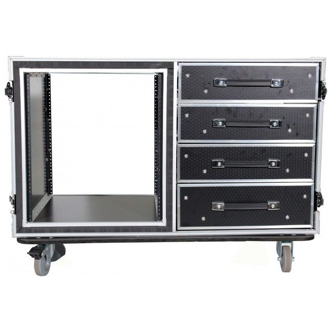 ProX XS-12U4DTW 12U Shockproof Workstation Case W-Dual Side Table and Drawers | 24 In Rail to Rail - view 4